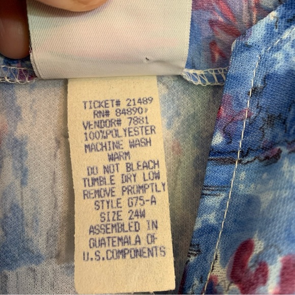 Haband for Her Vintage Summer Short Sleeve Dress Pearl Buttons size 24W.  M1 - Picture 8 of 12